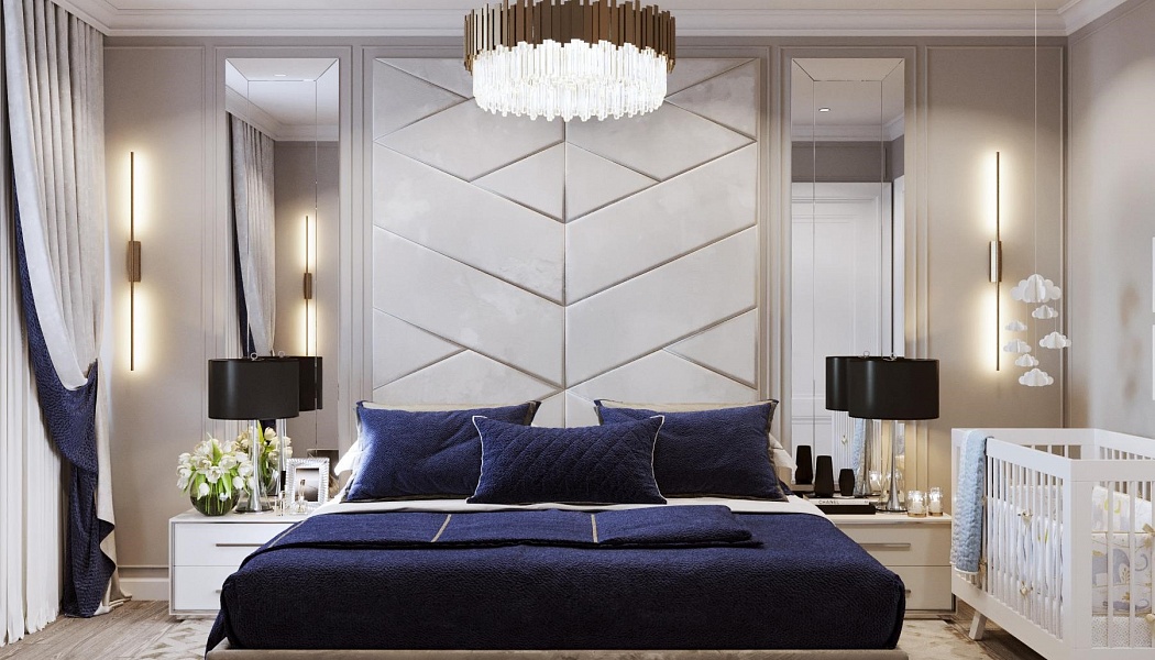 Роскошная спальня в современном стиле, Дизайн интерьера: визуализация проекта