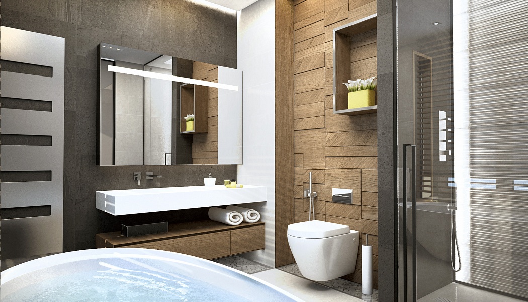 Дизайн ванной комнаты для молодой пары, Дизайн интерьера: визуализация проекта
