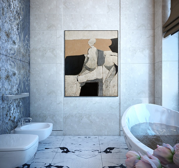 Дизайн ванной комнаты с отдельно стоящей ванной фото 1